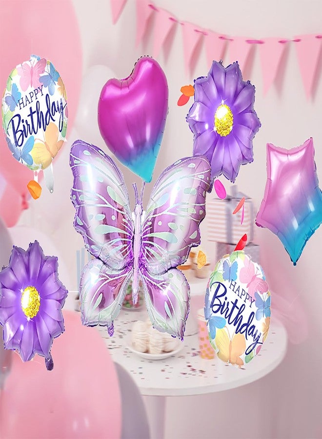 Hazyore Butterfly Birthday Party Decoration Butterfly Aluminum Foil Balloon Girl Party Birthday Decoration with Straw Ribbon - Image 3